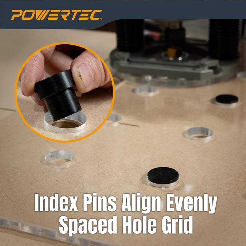 POWERTEC قالب عمل MFT - قالب راوتر لثقوب 3/4"، يتضمن بتة غاطسة مستقيمة 3/4" ودليل بوشينغ، يناسب قاعدة بورتير-كابل (71959V) - Image 4
